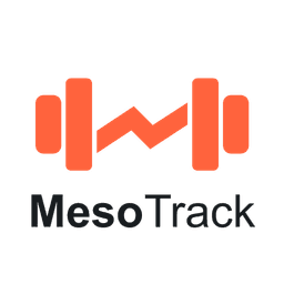 Logo de MesoTrack: mancuerna coral con línea de progreso